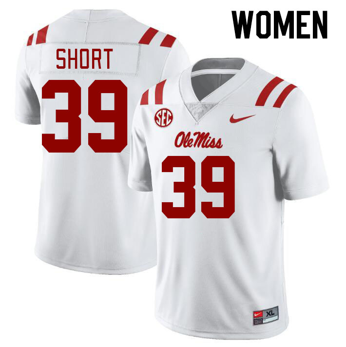 Women #39 Carter Short Ole Miss Rebels College Football Jerseyes Stitched Sale-White
